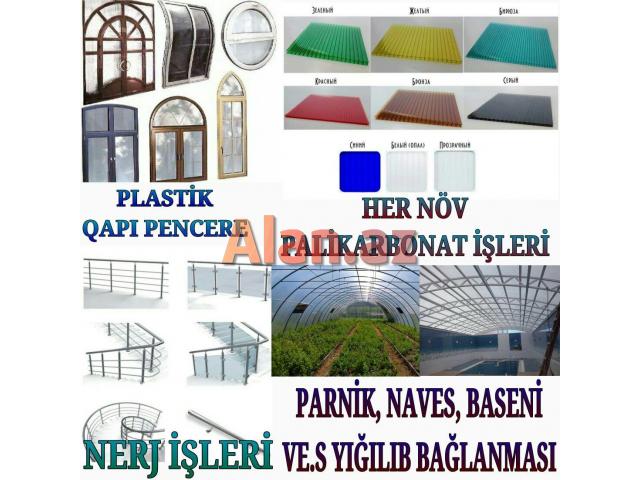 Palikarbonat,Nerj,Dəmir Kanstruksiya,Plastik qapı-pəncərə işləri yüksək səviyyədə