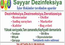 dezinfeksiya.Tarakanın,milçəyin,ağcaqanadın,bit-birənin,siçanın və s. məhv edilməsi