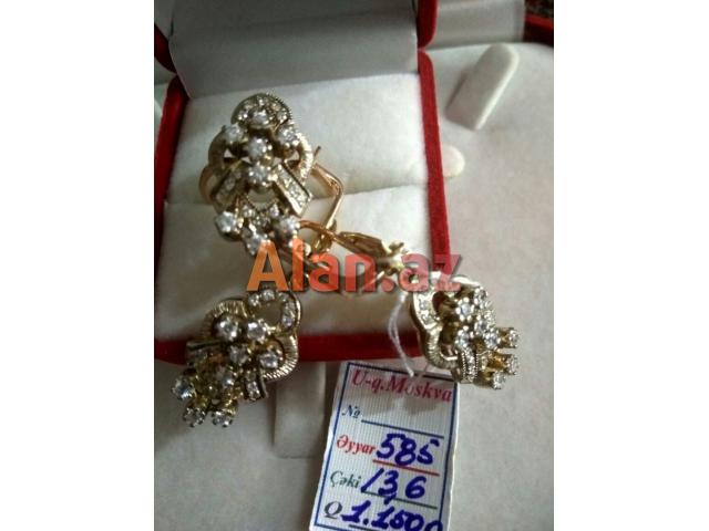 Qizil uzuk ve sirga. Eyyar 585 , 13.6gr