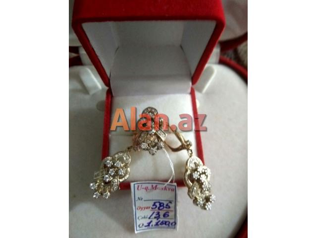 Qizil uzuk ve sirga. Eyyar 585 , 13.6gr