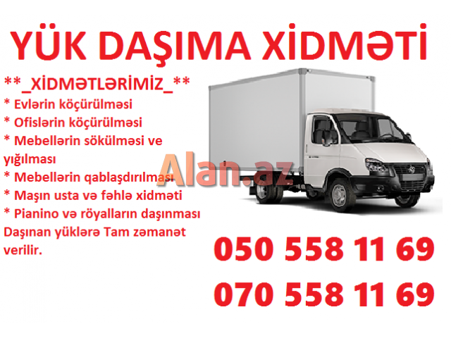 Yükdaşıma xidməti. evden eve daşınma. mebel daşıma