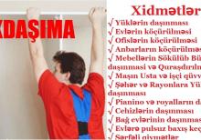 Yükdaşıma xidməti. evden eve daşınma. mebel daşıma