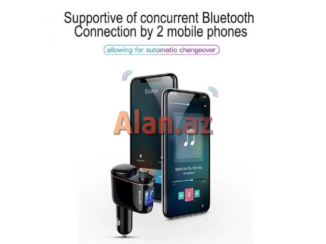 Baseus avtomobil Bluetooth fm ötürücü avtomobil dəsti 5V 3.4A ikili USB avtomobil şarj cihazı