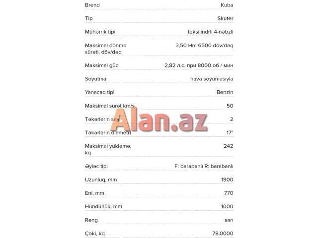 Skuter Kuba XY50Q - 11/RX9 Sarı