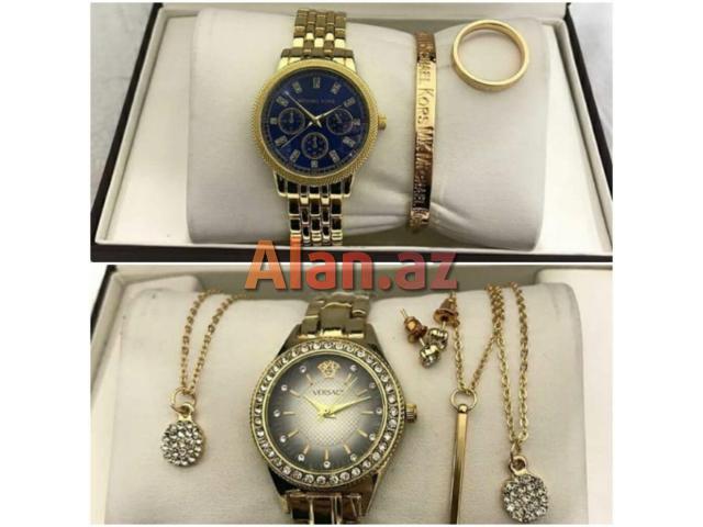 Qadin Üçün Dəst Saat Sep Üzük Qolbağ