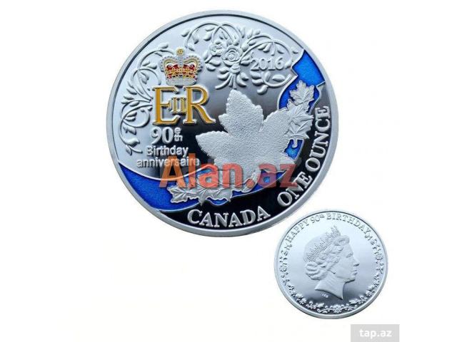 Королева Элизавета день рождения 90-й день рождения Посеребренная монета Канада .