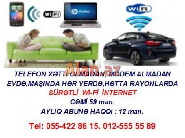 Telefon xetti olmadan suretli internet