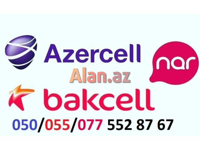 Qoşa nömrə Azercell Bakcell Nar (050) /(055)/ (077)  552-87-67