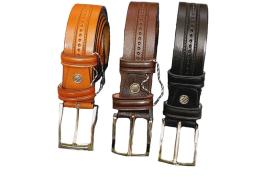 Natural leather belt