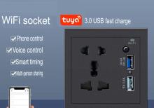 Tuya WiFi İkili Elektrik Yuvası Surətli USB Sarj Portu Smart Plug