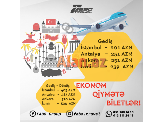 Türkiyəyə ucuz biletlər