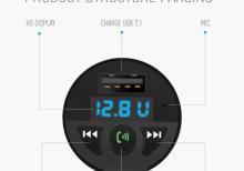 Bluetooth FM Modulyatoru, 2.5A Sürətli sarj
