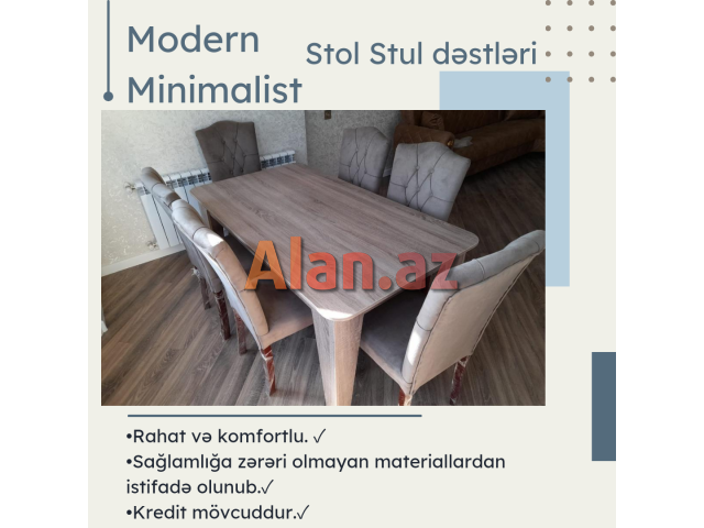 krem stol stul dəstləri kreditle cehizlik