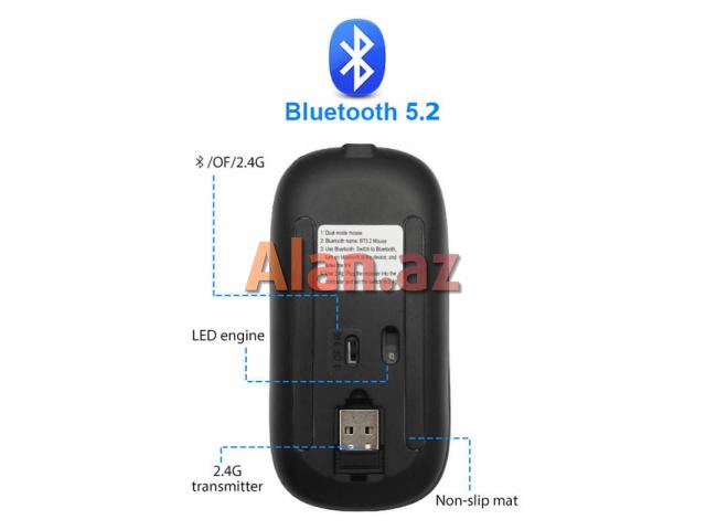 RGB Mouse Bluetooth + Wireless 2.4Ghz Telefon / Komputer /Planşet üçün Sarj Edilə Bilən Siçan