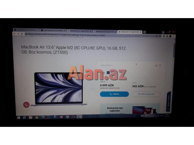 MacBook Air 13.6 Apple M2 (8C CPU/8C GPU), 16GB, 512 GB, Boz Kosmos, (Z15S0) Satilir.
