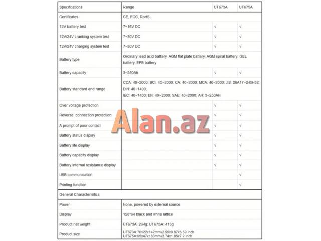 Avtomobil akkumulyatoru sınaq testeri.