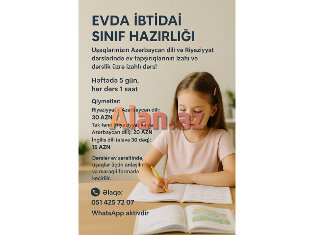 İbtidai sinif hazırlığı (online, eyani)