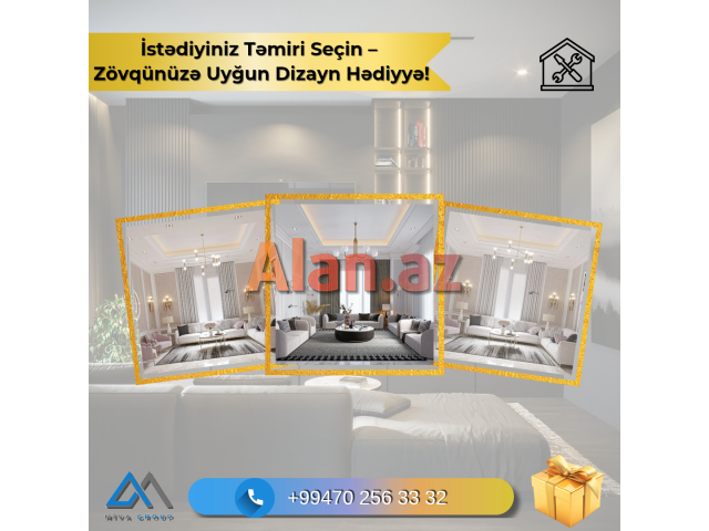 Zəmanətli və güvənli Mənzil təmiri – dizayn hədiyyə