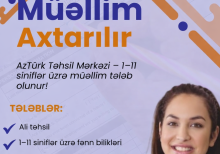 Abituriyent və 1–11-ci siniflər üzrə müəllimlər tələb olunur.