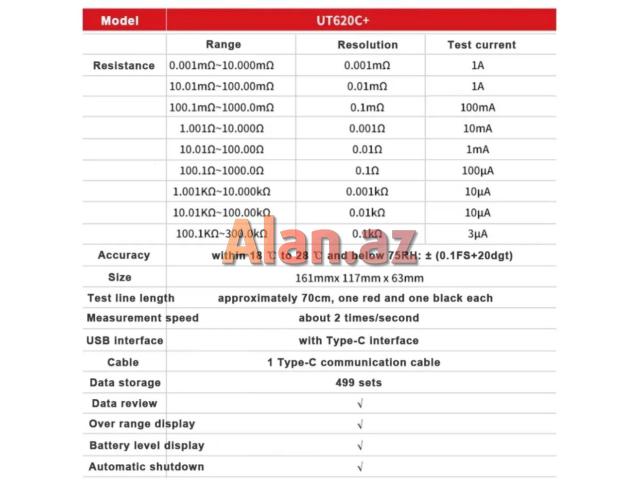 Mikroommetr UNI-T UT 620C+
