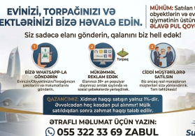 TORPAQLARINIZI EVINIZI REKLAM ETMEK UCUN YAZIN