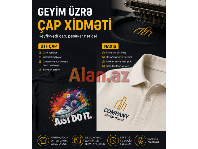 Geyim üzərində çap xidməti