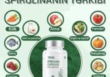 Spirulina-Şiş,Anemiya Dəmir və Qan Azlığı Göz Saç Dəri Hamilə Arıqlamaq-Kökəlmək və s.