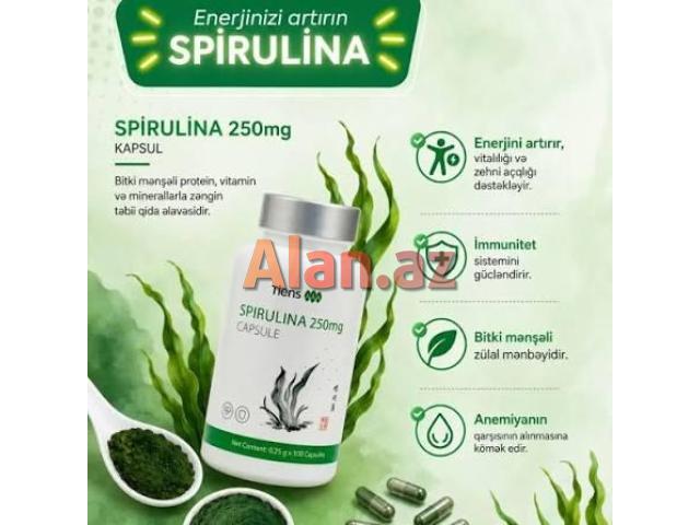 Spirulina-Şiş,Anemiya Dəmir və Qan Azlığı Göz Saç Dəri Hamilə Arıqlamaq-Kökəlmək və s.