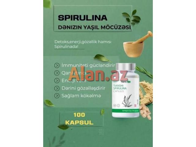 Spirulina-Şiş,Anemiya Dəmir və Qan Azlığı Göz Saç Dəri Hamilə Arıqlamaq-Kökəlmək və s.