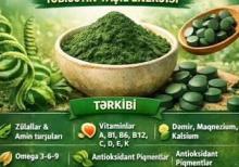 Spirulina-Şiş,Anemiya Dəmir və Qan Azlığı Göz Saç Dəri Hamilə Arıqlamaq-Kökəlmək və s.