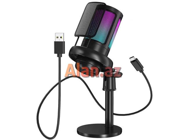 RGB USB Mikrofon XBOSS ME6S | Gaming, Səsyazma, Canlı Yayım, Karaoke