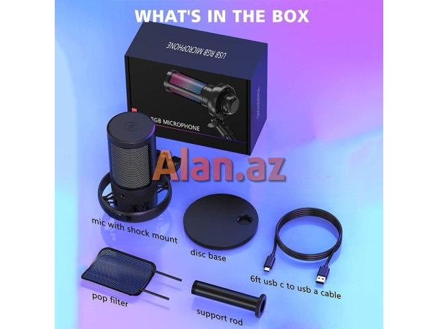 RGB USB Mikrofon XBOSS ME6S | Gaming, Səsyazma, Canlı Yayım, Karaoke