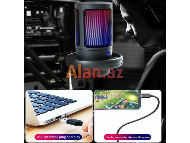 RGB USB Mikrofon XBOSS ME6S | Gaming, Səsyazma, Canlı Yayım, Karaoke
