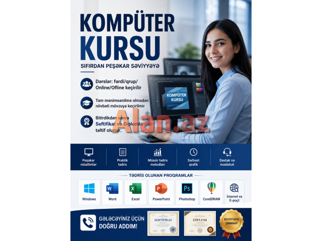 Kompüter Kursları Sıfırdan Peşəkara